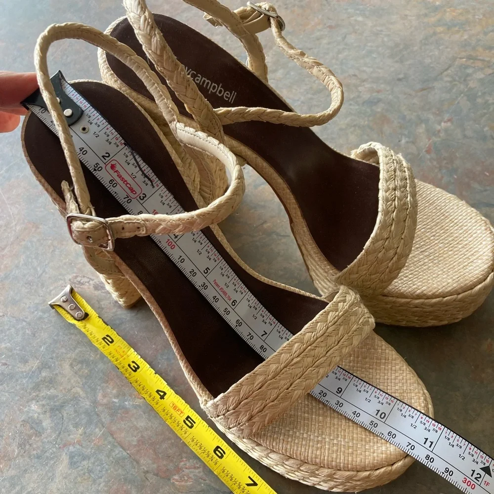 Jeffrey Campbell Raffia Stacked Heel Sandals - 11 - Picture 9 of 11